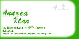 andrea klar business card